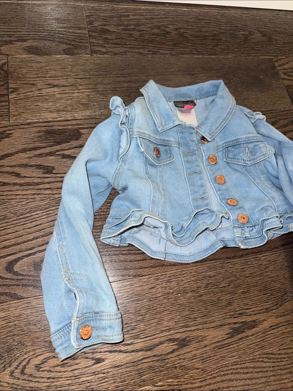 Vince Camuto Light Blue Ruffle-Trim Denim Jacket for Girls 3T